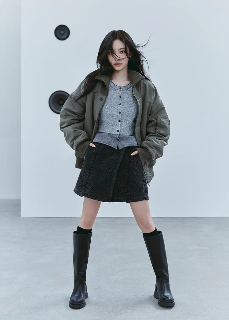 [Aespa Ningning Worn Inner] Matin Kim Layered Texture Knit Cardigan