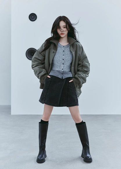 [Aespa Ningning Worn Inner] Matin Kim Layered Texture Knit Cardigan