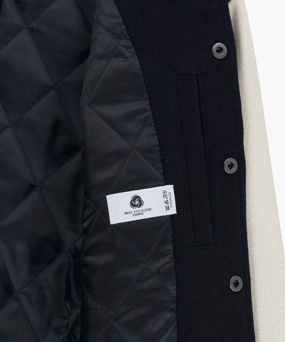 [Worn by Cha Eunwoo] Marithé et François Girbaud Logo Point Wool Varsity Jacket
