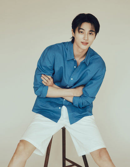 GIORDANO Men's Summer Cotton Linen Shirt [Worn by Byeon Woo-seok]