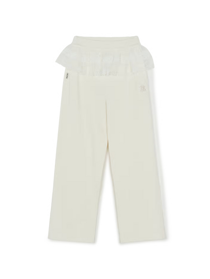 [Aespa Karina Pick] 26SS MLB omen's Basic Lace Ruffle Semi-Wide Pants New York Mets