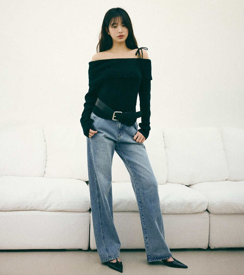 [Ive Wonyoung Worn] RolaRola Mahair Wool Blended Off Shoulder Knit