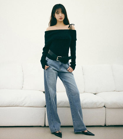 [Ive Wonyoung Worn] RolaRola Mahair Wool Blended Off Shoulder Knit