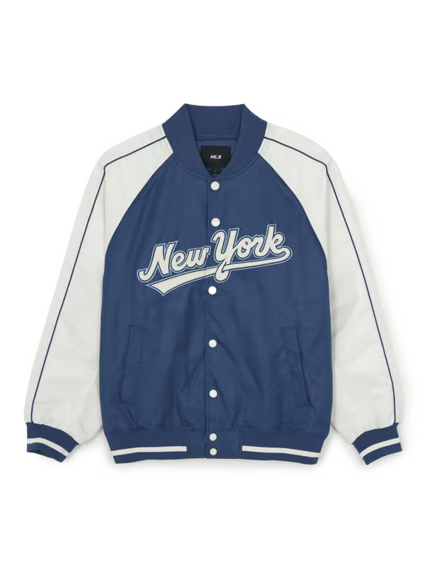 [Aespa Karina & TWS Pick] 26SS MLB Nylon Front Cursive Varsity Jacket – New York Mets