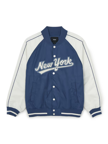 [Aespa Karina & TWS Pick] 26SS MLB Nylon Front Cursive Varsity Jacket – New York Mets