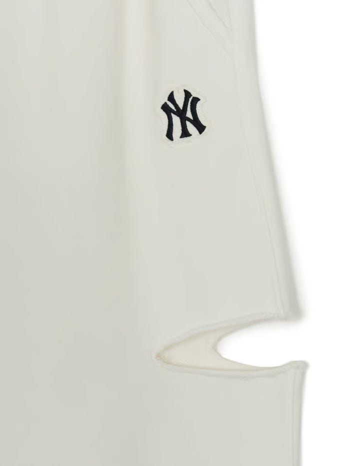 MLB Women's Basic Cutout Washed Wide Pants New York Yankees