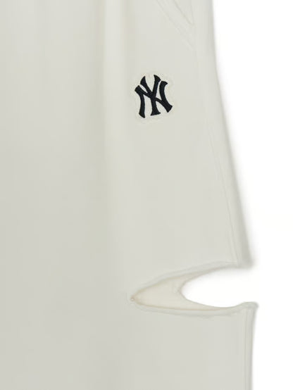 MLB Women's Basic Cutout Washed Wide Pants New York Yankees