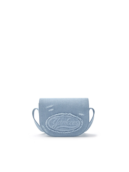 [Aespa Karina Pick] MLB  Lettering Vintage Denim Crossbody Bag