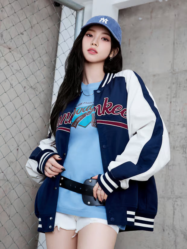 [Karina Pick] 25FW MLB Nylon Blocking Culsive Varsity Jacket Boston Red Sox