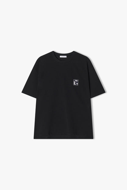 [Cha Eun Woo Worn] Liber Classy  Black Tornado Flower Artwork Half T-Shirt