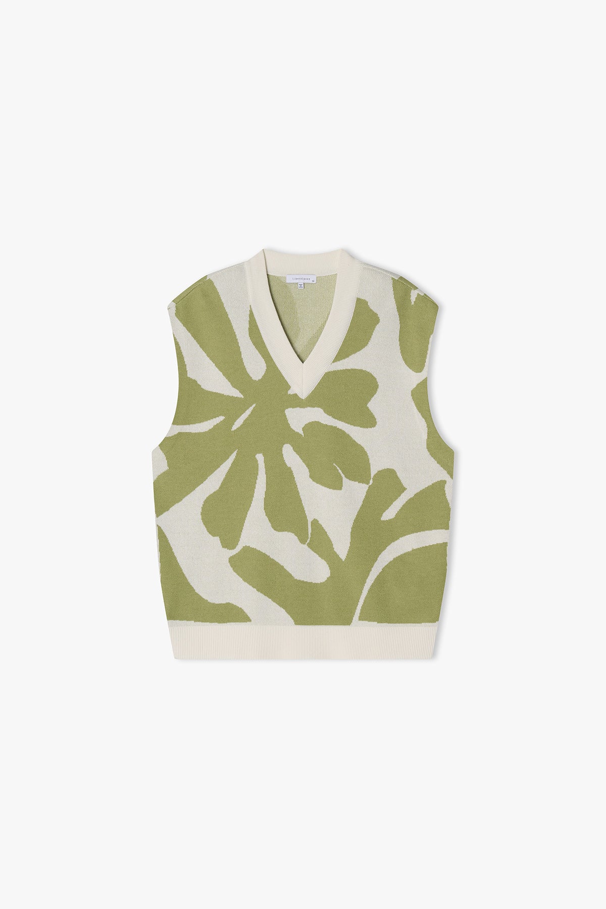 [Cha Eun Woo Worn] Liber Classy Ivory Flower Pattern V-Neck Knit Vest