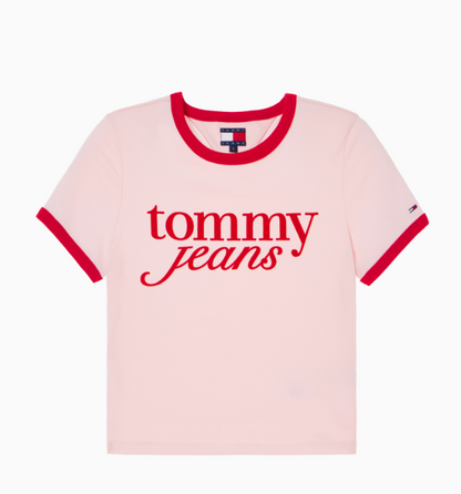 [Ive Wonyoung Pick] Tommy Jeans Slim Ringer T-shirt Black