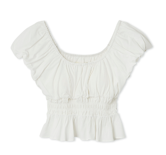 [Lesserafim Eunchae Pick] Gelato Pique Shirring Detail Pullover/Gradient flare shorts