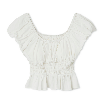[Lesserafim Eunchae Pick] Gelato Pique Shirring Detail Pullover/Gradient flare shorts