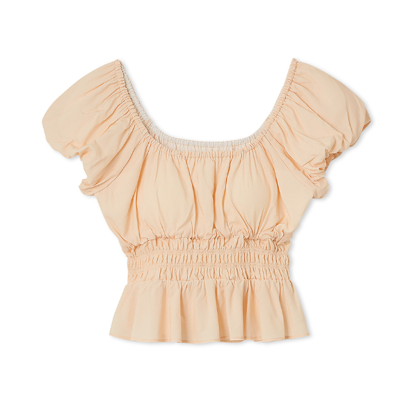 [Lesserafim Eunchae Pick] Gelato Pique Shirring Detail Pullover/Gradient flare shorts