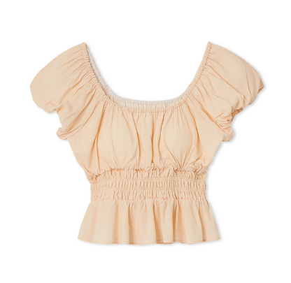 [Lesserafim Eunchae Pick] Gelato Pique Shirring Detail Pullover/Gradient flare shorts