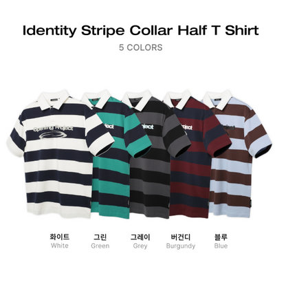 [Ive Rei Pick] Opening Project Identity Stripe Collar Half T Shirt