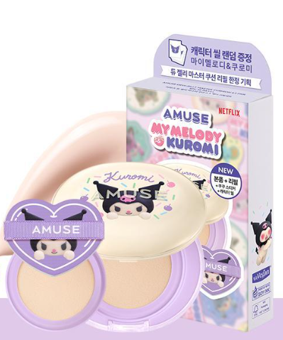 [My Melody & Kuromi Limited Edition] Amuse Dew Jelly Master Cushion (+Kuromi Refill + Character Seal + Kuku Sticker)