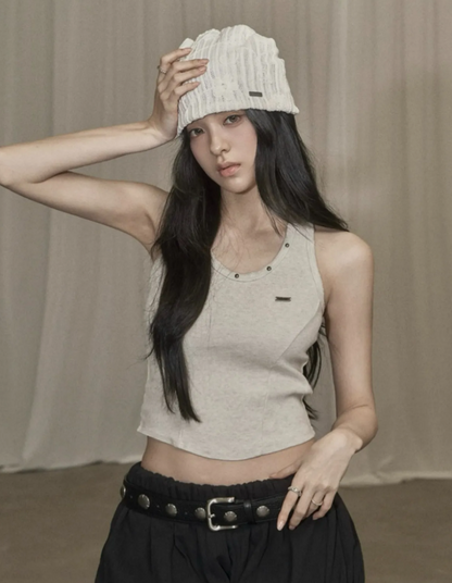 Khaki Point Flower Beanie