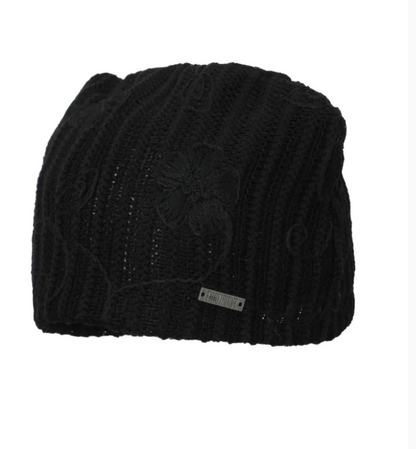 Khaki Point Flower Beanie