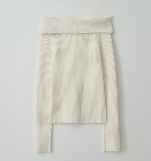 [Ive Wonyoung Worn] RolaRola Wool Blended Twist Buton off Shoulder knit Ivory