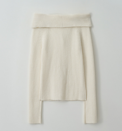 [Ive Wonyoung Worn] RolaRola Wool Blended Twist Buton off Shoulder knit Ivory