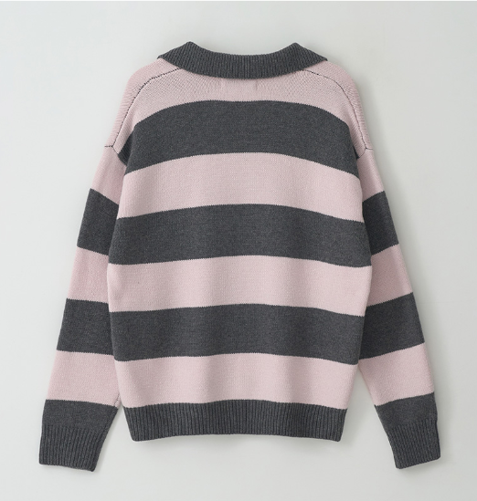 [Ive Wonyoung Worn] RolaRola Wool Blended collar Stripe Boarder - Red Blue