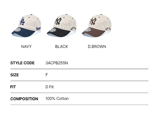 [Karina Pick] 25FW MLB Signature Stripe Unstructured Ball Cap