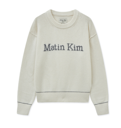 [Aespa Ningning Worn] Matin Kim Color Trim Line Logo Pullover