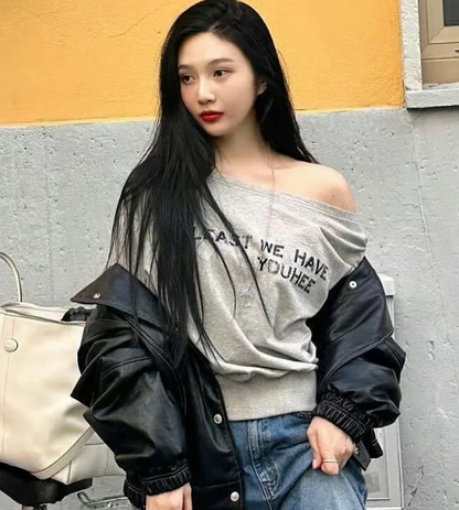 [Twice Nayeon & Redvelvet Joy Worn] YOUHEE Off-Shoulder Sweatshirt