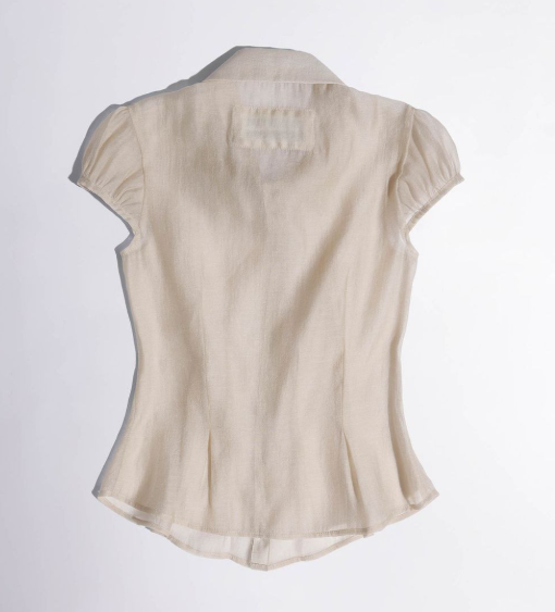 [Babymonster Asa Worn] SCULPTOR Sheer Pleated Hem Blouse