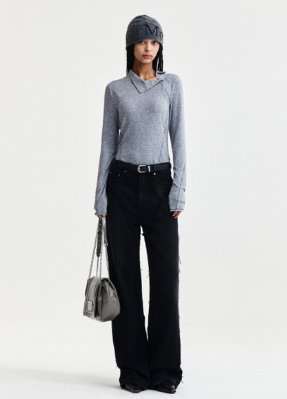 [Aespa Ningning Worn] Matin Kim Button Slit Half Neck Top