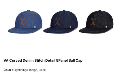 [Ateez San Worn] VARZAR Curved Denim Stitch Detail 5-Panel Ball Cap
