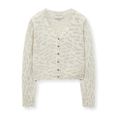[Aespa Ningning Worn] Matin Kim All Over Logo Crop Cardigan