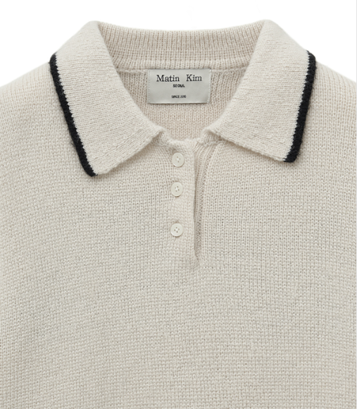 [Aespa Ningning Worn] Matin Kim Back Logo Collar Knit Top