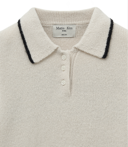 [Aespa Ningning Worn] Matin Kim Back Logo Collar Knit Top