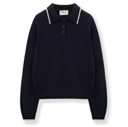 [Aespa Ningning Worn] Matin Kim Back Logo Collar Knit Top