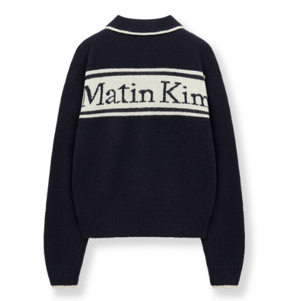[Aespa Ningning Worn] Matin Kim Back Logo Collar Knit Top