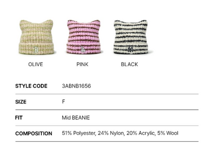 [Aespa Karina & TWS Pick] MLB Striped Meow Beanie New York Yankees