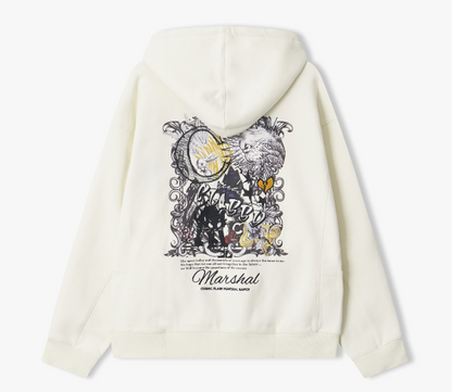 [Cha Eun Woo Worn] Liber Classy Ivory Back Print Artwork Hooded T-Shirt