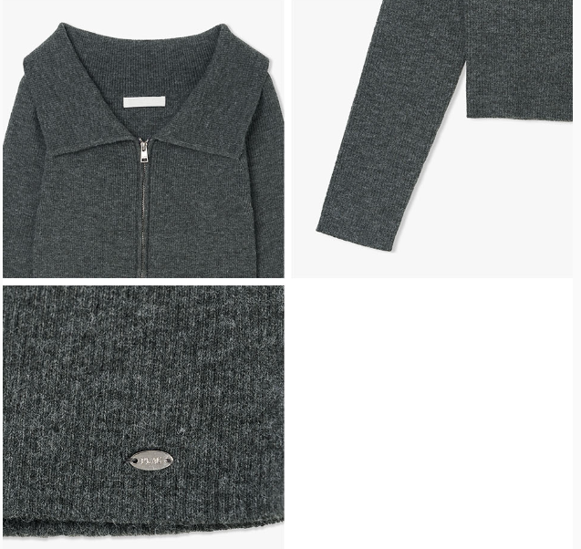 [Kiss Of Life Julie] Plac Women Ribbed Off-Shoulder Zip-Up Knit