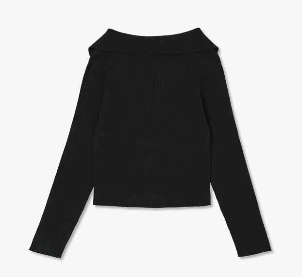 [Kiss Of Life Julie] Plac Women Ribbed Off-Shoulder Zip-Up Knit