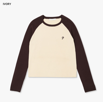 [Kiss Of Life Julie] Plac Women Slim Raglan Logo Knit Top