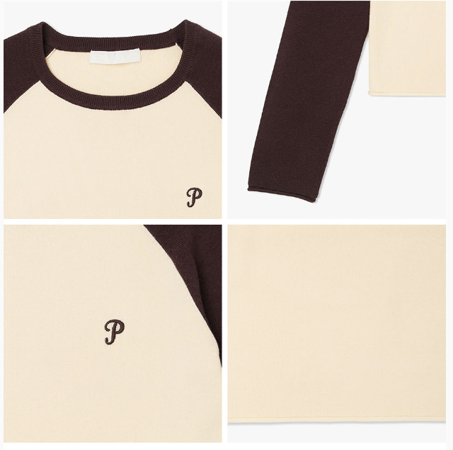 [Kiss Of Life Julie] Plac Women Slim Raglan Logo Knit Top