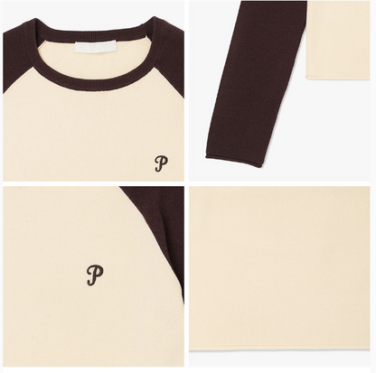 [Kiss Of Life Julie] Plac Women Slim Raglan Logo Knit Top