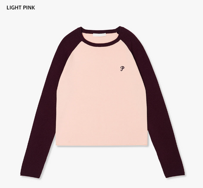 [Kiss Of Life Julie] Plac Women Slim Raglan Logo Knit Top