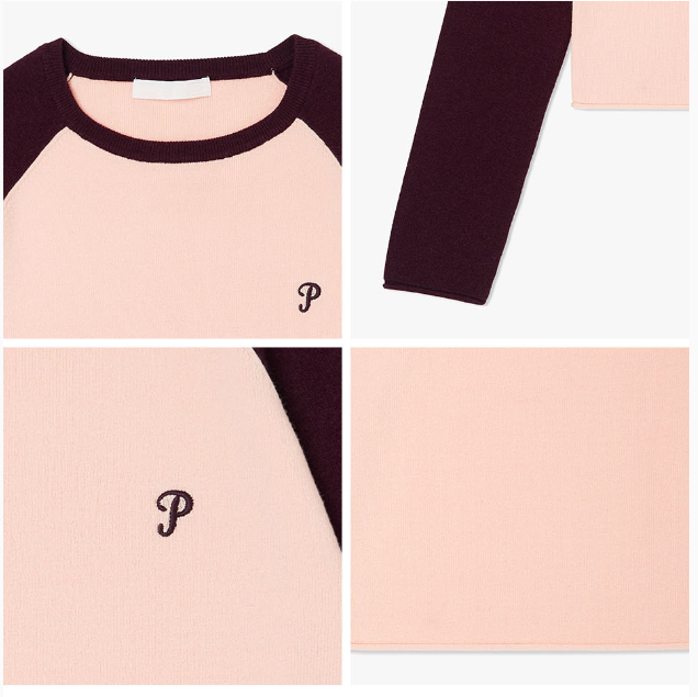 [Kiss Of Life Julie] Plac Women Slim Raglan Logo Knit Top