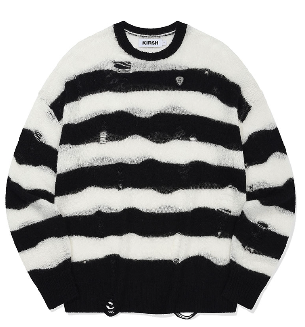 [Zerobaseone Sung hanbin Worn] Kirsh Peak Wappen Damage Stripe Knit [White]