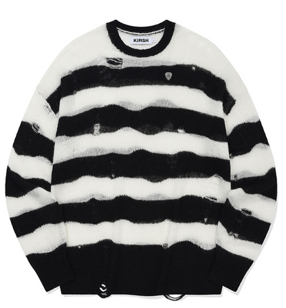 [Zerobaseone Sung hanbin Worn] Kirsh Peak Wappen Damage Stripe Knit [White]