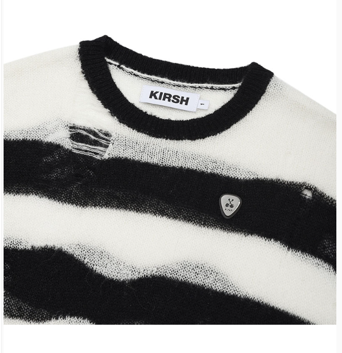 [Zerobaseone Sung hanbin Worn] Kirsh Peak Wappen Damage Stripe Knit [White]
